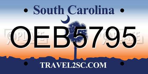 OEB5795 South Carolina License Plate