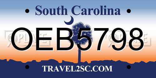 OEB5798 South Carolina License Plate