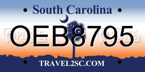 OEB8795 South Carolina License Plate