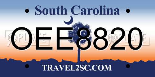 OEE8820 South Carolina License Plate