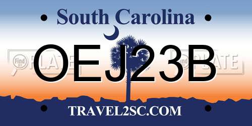 OEJ23B South Carolina License Plate