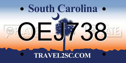 OEJ738 South Carolina License Plate