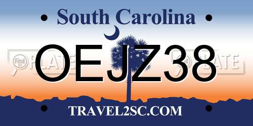 OEJZ38 South Carolina License Plate