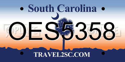OES5358 South Carolina License Plate