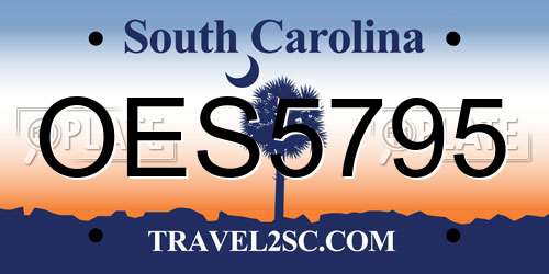 OES5795 South Carolina License Plate