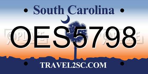 OES5798 South Carolina License Plate