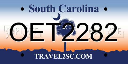OET2282 South Carolina License Plate