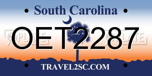 OET2287 South Carolina License Plate