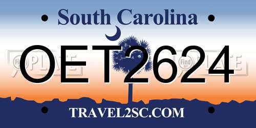OET2624 South Carolina License Plate