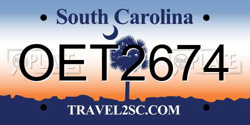 OET2674 South Carolina License Plate