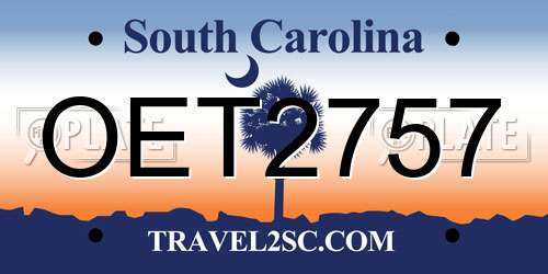 OET2757 South Carolina License Plate