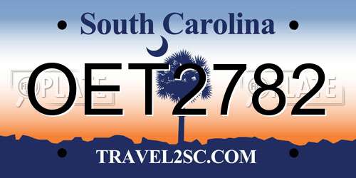OET2782 South Carolina License Plate