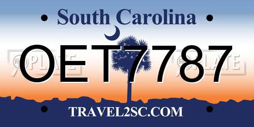 OET7787 South Carolina License Plate