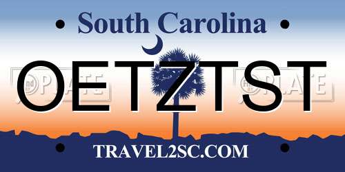OETZTST South Carolina License Plate