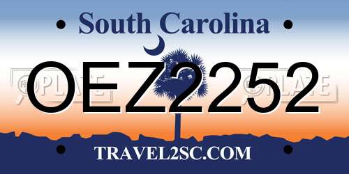OEZ2252 South Carolina License Plate