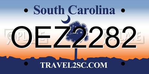 OEZ2282 South Carolina License Plate