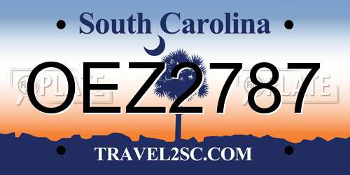 OEZ2787 South Carolina License Plate