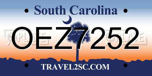 OEZ7252 South Carolina License Plate