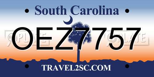 OEZ7757 South Carolina License Plate