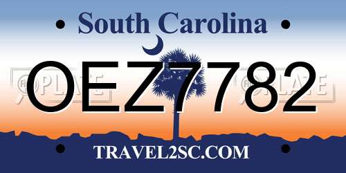 OEZ7782 South Carolina License Plate