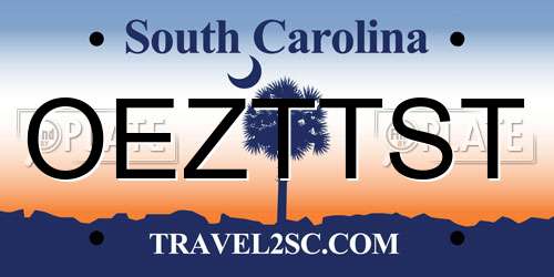 OEZTTST South Carolina License Plate