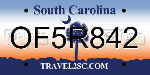 OF5R842 South Carolina License Plate