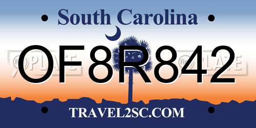OF8R842 South Carolina License Plate
