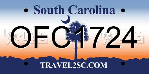 OFC1724 South Carolina License Plate