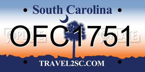 OFC1751 South Carolina License Plate