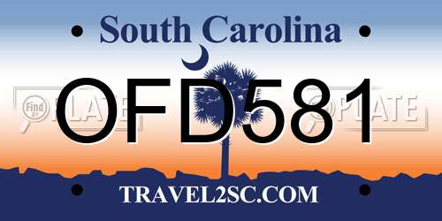 OFD581 South Carolina License Plate