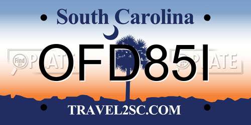 OFD85I South Carolina License Plate