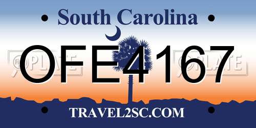 OFE4167 South Carolina License Plate