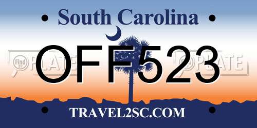 OFF523 South Carolina License Plate