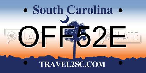 OFF52E South Carolina License Plate