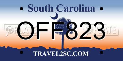 OFF823 South Carolina License Plate