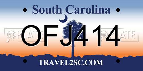 OFJ414 South Carolina License Plate