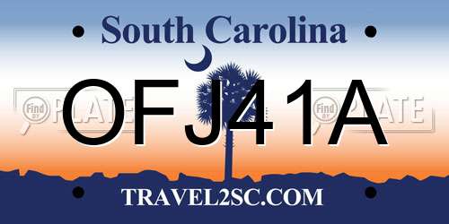 OFJ41A South Carolina License Plate