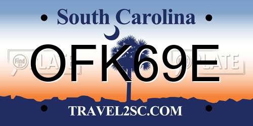 OFK69E South Carolina License Plate