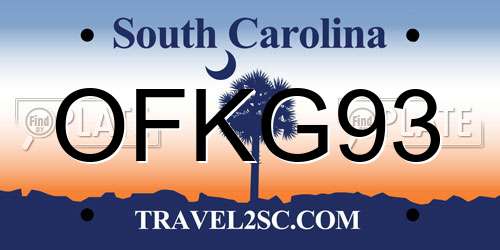 OFKG93 South Carolina License Plate