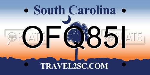 OFQ85I South Carolina License Plate