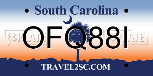 OFQ88I South Carolina License Plate