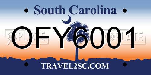 OFY6001 South Carolina License Plate