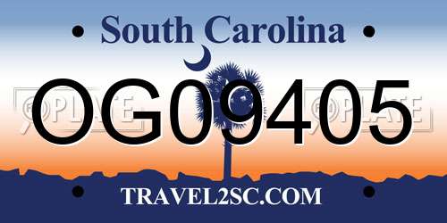 OG09405 South Carolina License Plate
