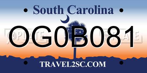 OG0B081 South Carolina License Plate