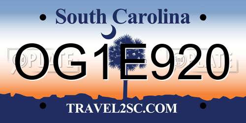 OG1E920 South Carolina License Plate