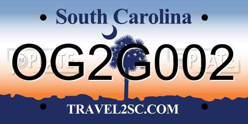 OG2G002 South Carolina License Plate