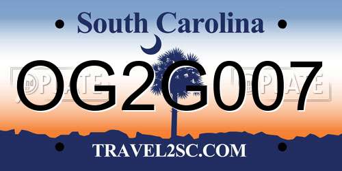 OG2G007 South Carolina License Plate