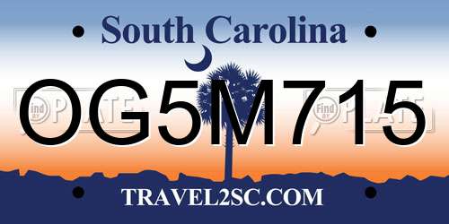 OG5M715 South Carolina License Plate