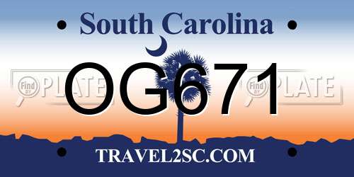 OG671 South Carolina License Plate