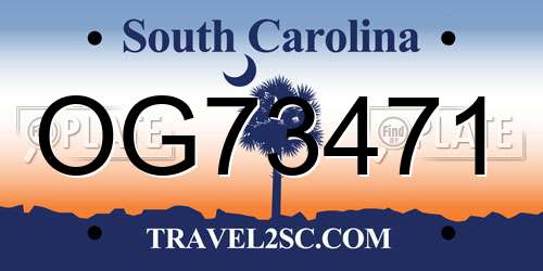 OG73471 South Carolina License Plate